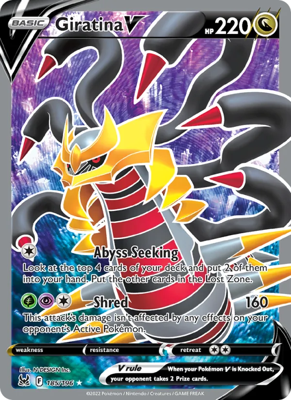 Giratina V Holo 185/196 Lost Origin Pokémon Card