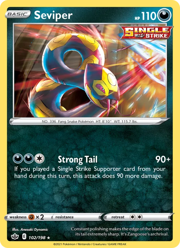 Seviper Reverse Holo 102/198 Chilling Reign Pokémon Card