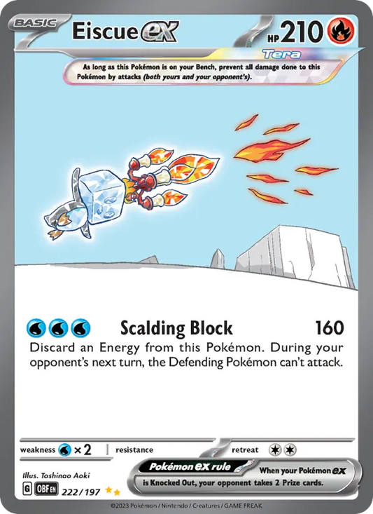Eiscue ex Holo 222/197 Obsidian Flames Pokémon Card