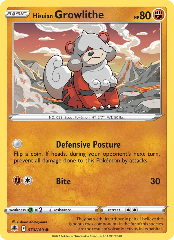 Hisuian Growlithe Reverse Holo 070/189 Astral Radiance Pokémon Card