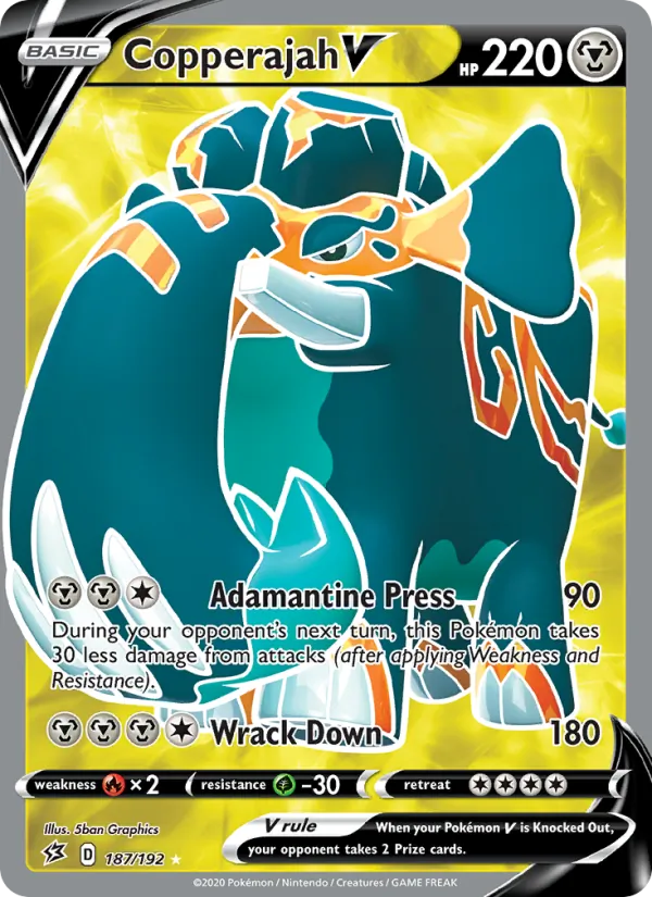 Copperajah V Holo 187/192 Rebel Clash Pokémon Card