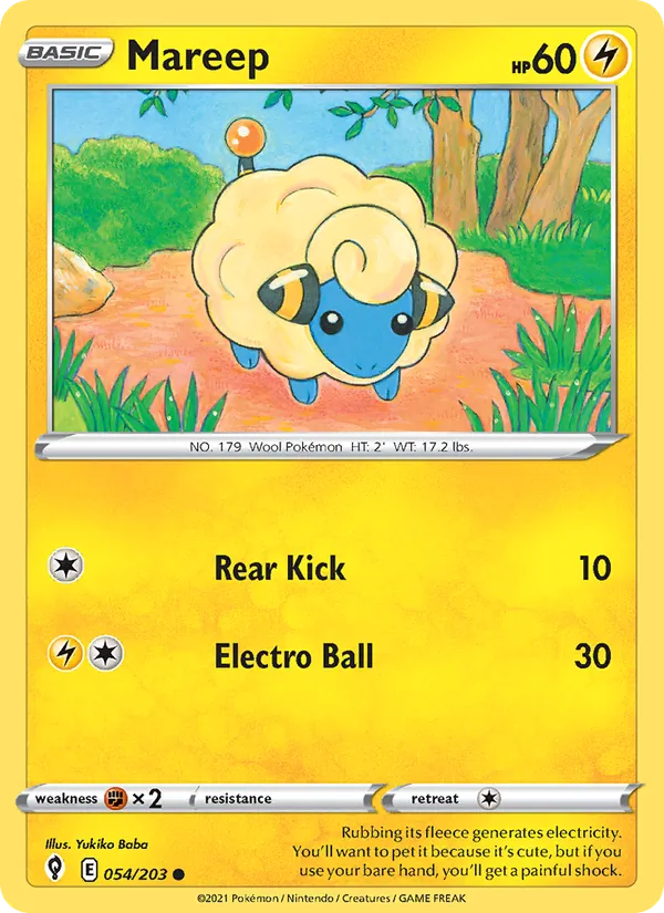 Mareep Reverse Holo 054/203 Evolving Skies Pokémon Card