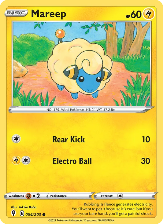 Mareep Reverse Holo 054/203 Evolving Skies Pokémon Card