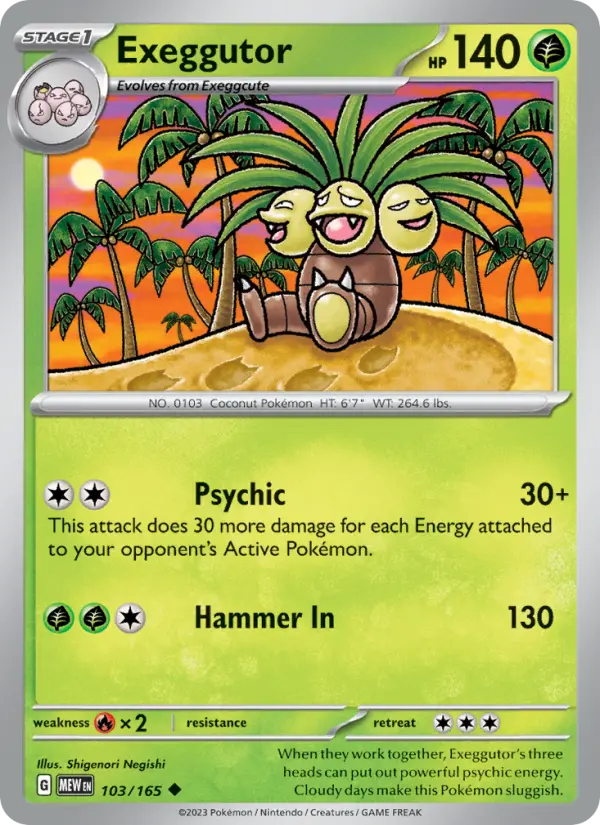 Exeggutor Reverse Holo 103/165 151 Pokémon Card