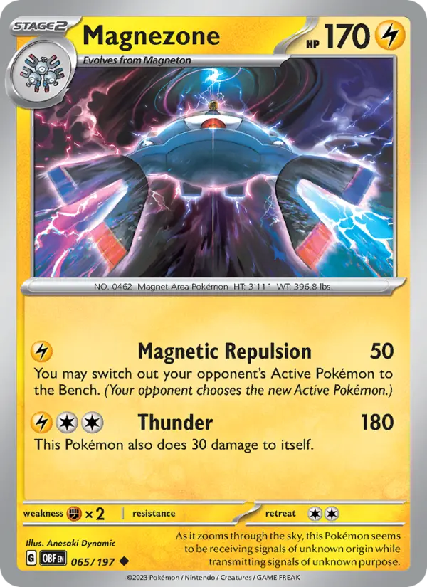 Magnezone Reverse Holo 065/197 Obsidian Flames Pokémon Card