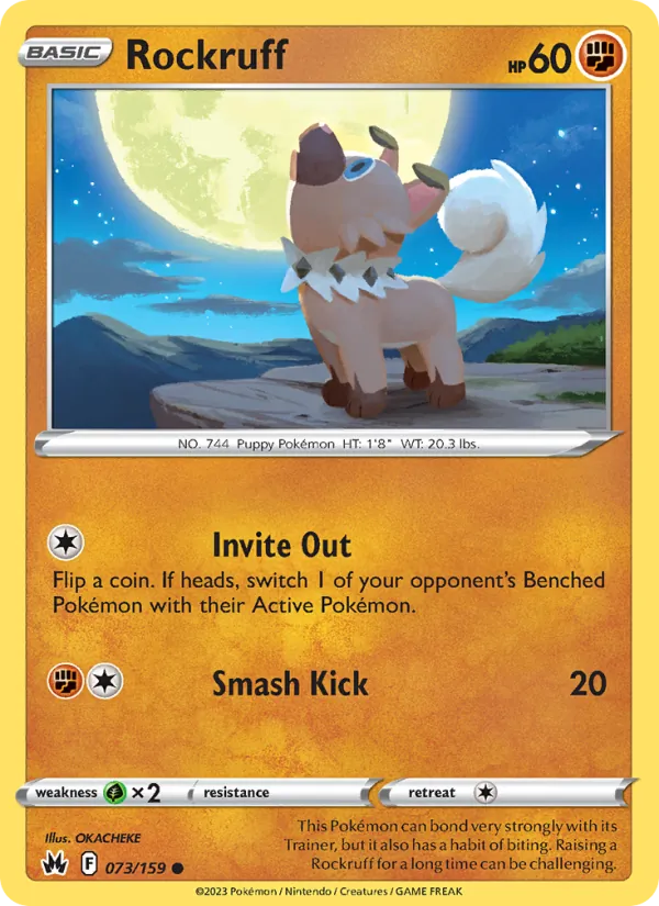 Rockruff Reverse Holo 073/159 Crown Zenith Pokémon Card
