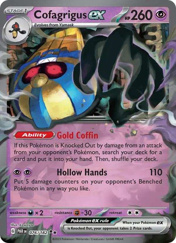 Cofagrigus ex Holo 076/182 Paradox Rift Pokémon Card