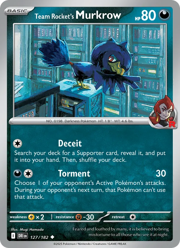 Team Rocket's Murkrow Normal 127/182 Destined Rivals Pokémon Card