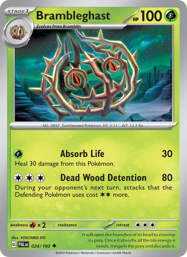 Brambleghast Non-Foil 024/193 Paldea Evolved Pokémon Card