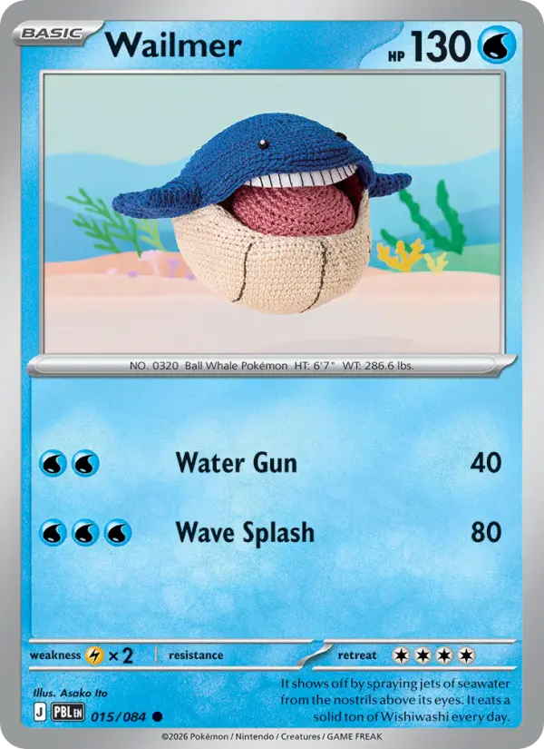 Wailmer Reverse Holo 015/84 Pitch Black Pokémon Card