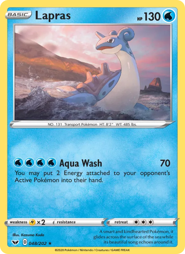 Lapras Reverse Holo 048/202 Sword & Shield Pokémon Card