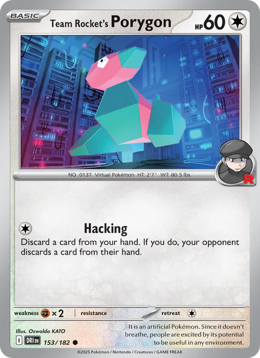 Team Rocket's Porygon Normal 153/182 Destined Rivals Pokémon Card