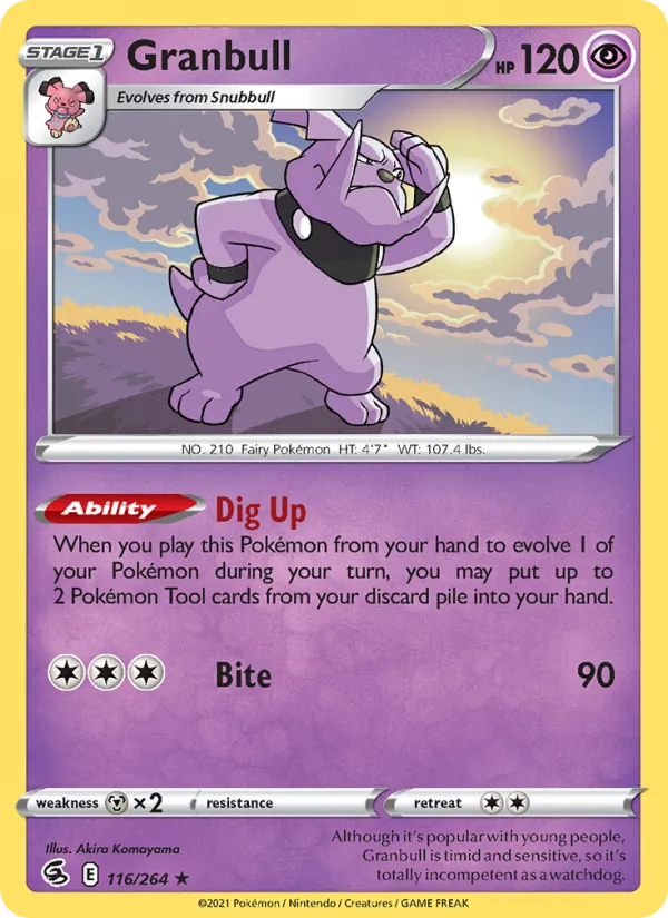 Granbull Reverse Holo 116/264 Fusion Strike Pokémon Card