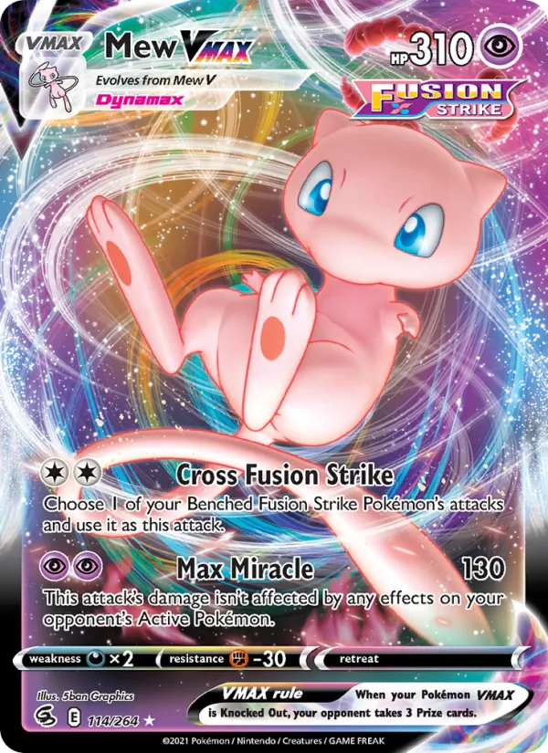 Mew VMAX Holo 114/264 Fusion Strike Pokémon Card