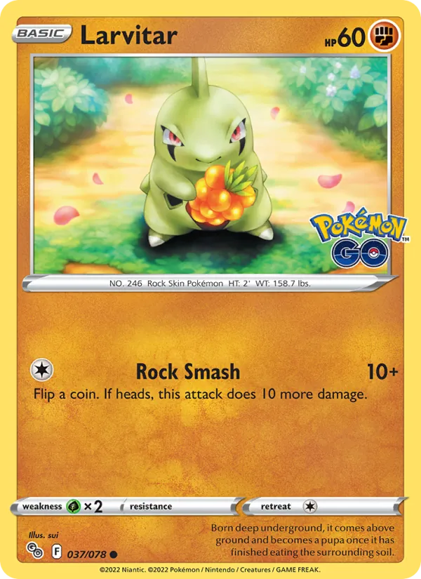 Larvitar Reverse Holo 037/78 Pokémon GO Pokémon Card