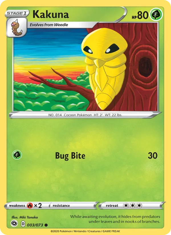 Kakuna Reverse Holo 003/73 Champion's Path Pokémon Card