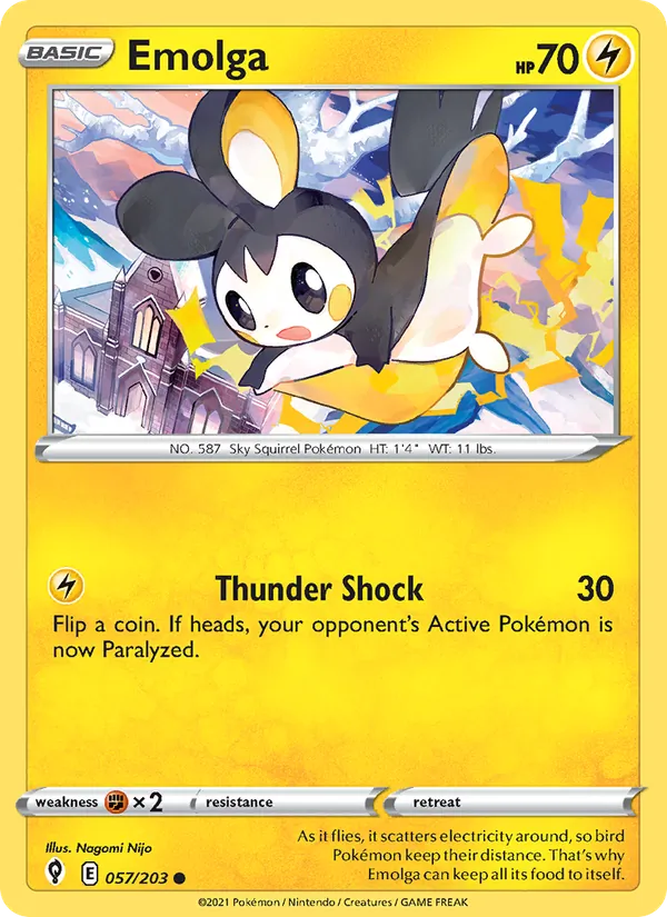 Emolga Reverse Holo 057/203 Evolving Skies Pokémon Card