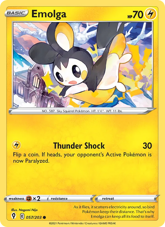 Emolga Reverse Holo 057/203 Evolving Skies Pokémon Card