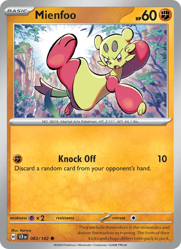 Mienfoo Reverse Holo 083/142 Stellar Crown Pokémon Card