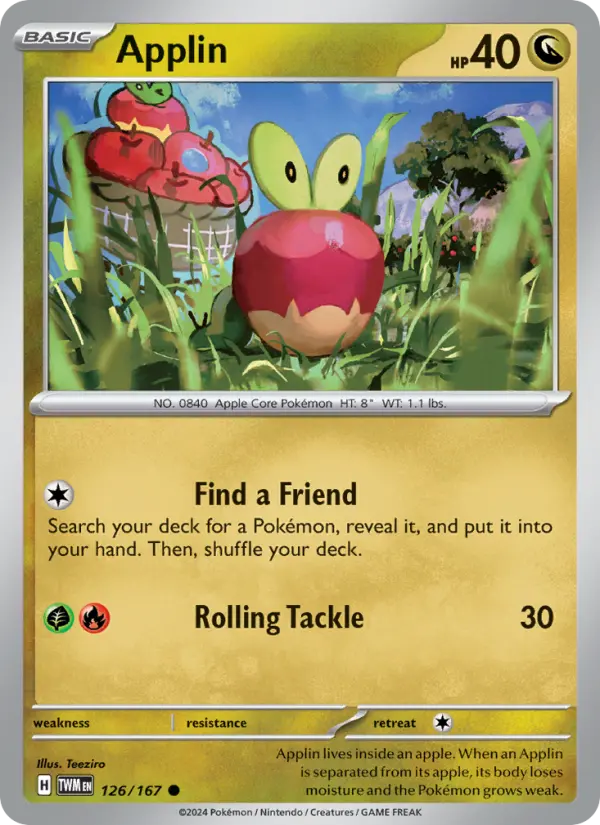Applin Reverse Holo 126/167 Twilight Masquerade Pokémon Card