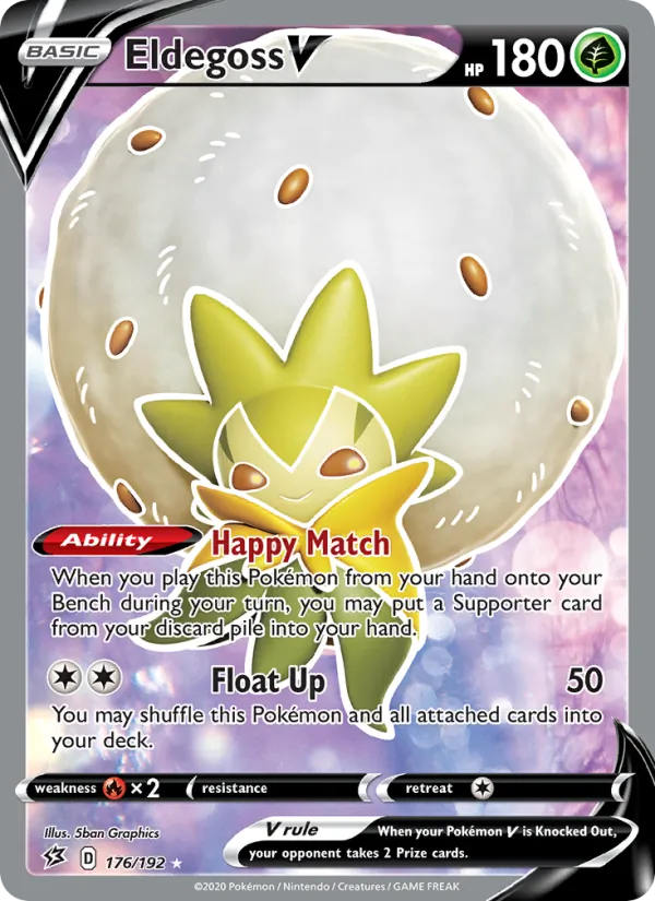 Eldegoss V Holo 176/192 Rebel Clash Pokémon Card
