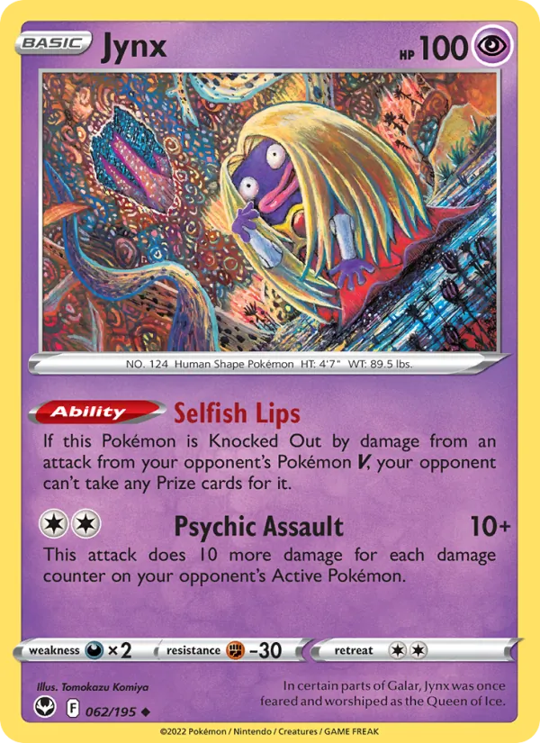Jynx Reverse Holo 062/195 Silver Tempest Pokémon Card
