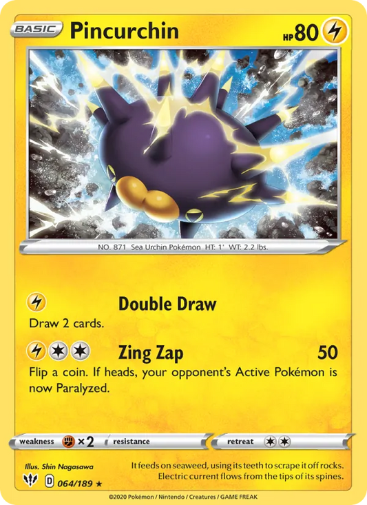 Pincurchin Reverse Holo 064/189 Darkness Ablaze Pokémon Card