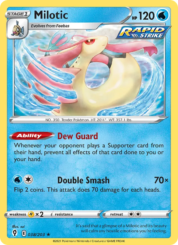 Milotic Reverse Holo 038/203 Evolving Skies Pokémon Card