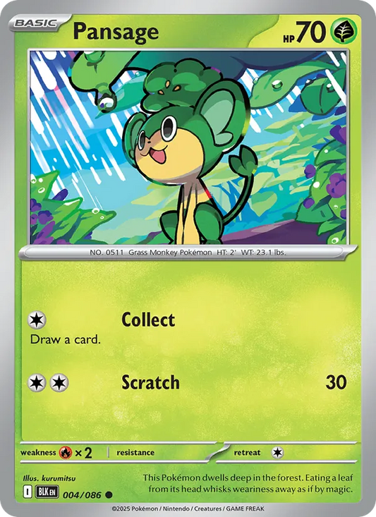 Pansage Normal 004/86 Black Bolt Pokémon Card