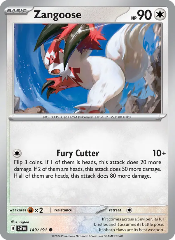 Zangoose Reverse Holo 149/191 Surging Sparks Pokémon Card