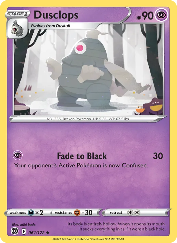 Dusclops Reverse Holo 061/172 Brilliant Stars Pokémon Card