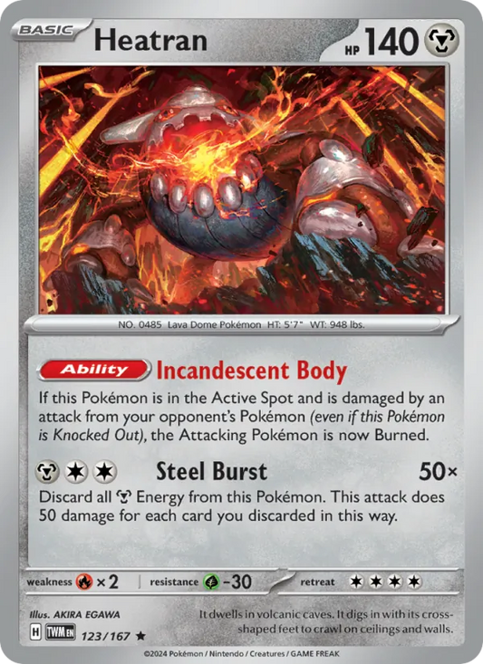 Heatran Holo 123/167 Twilight Masquerade Pokémon Card