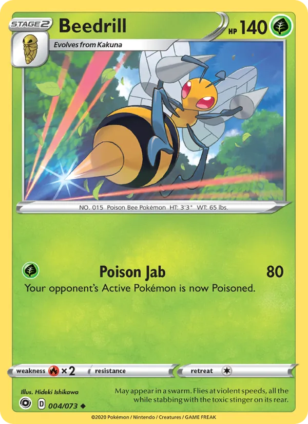 Beedrill Reverse Holo 004/73 Champion's Path Pokémon Card