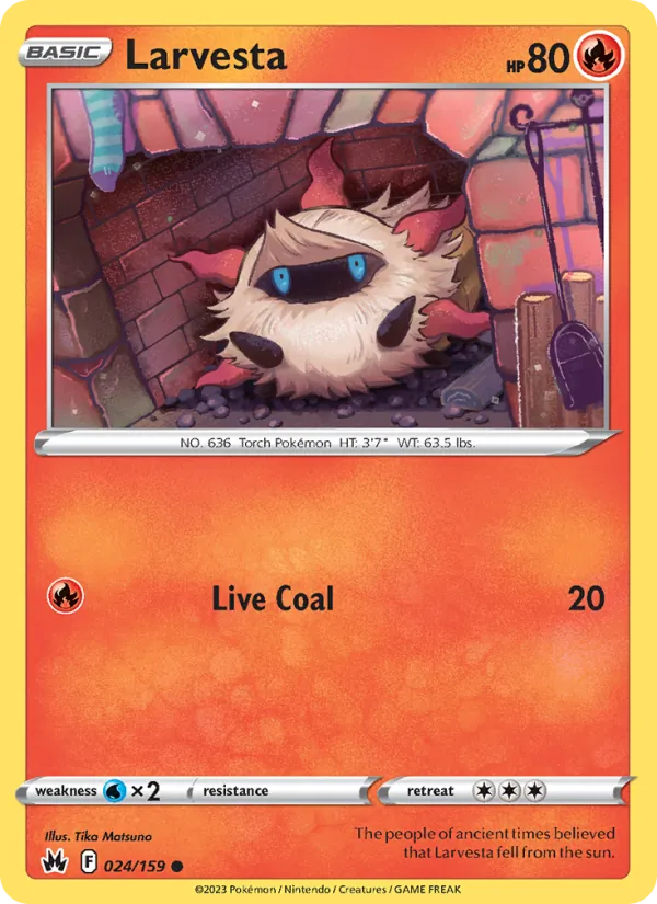 Larvesta Reverse Holo 024/159 Crown Zenith Pokémon Card