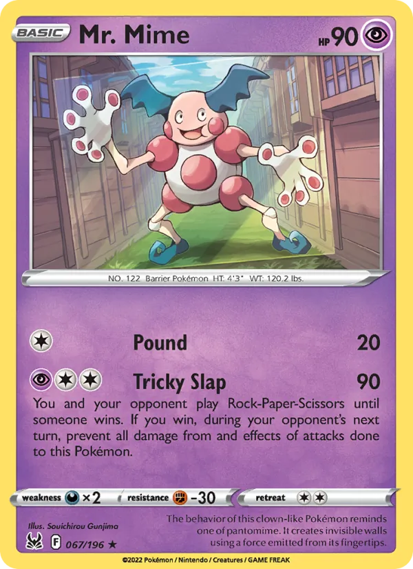 Mr. Mime Reverse Holo 067/196 Lost Origin Pokémon Card