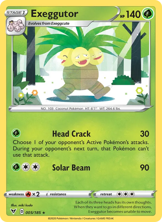 Exeggutor Reverse Holo 005/185 Vivid Voltage Pokémon Card