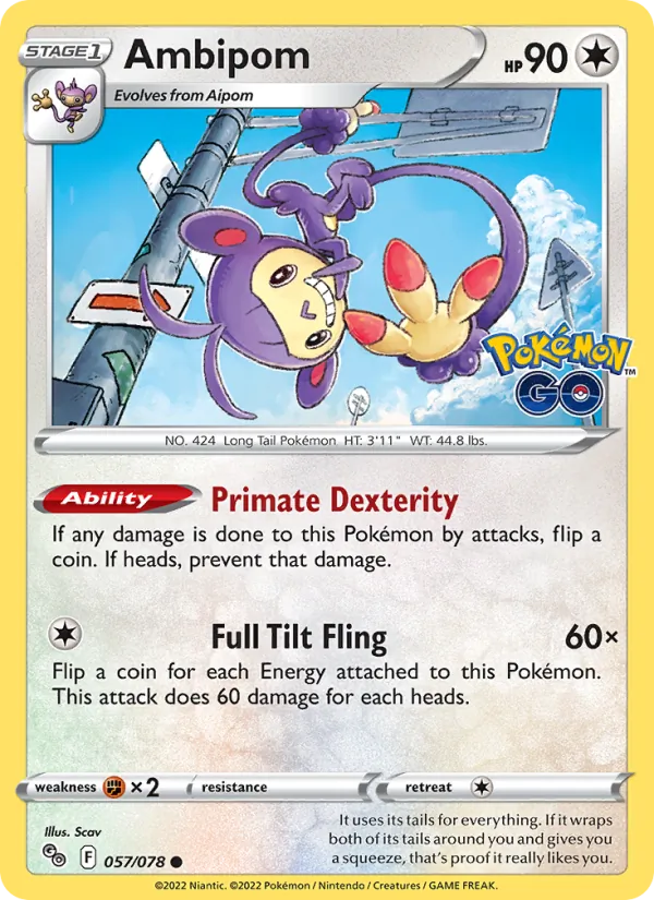 Ambipom Reverse Holo 057/78 Pokémon GO Pokémon Card