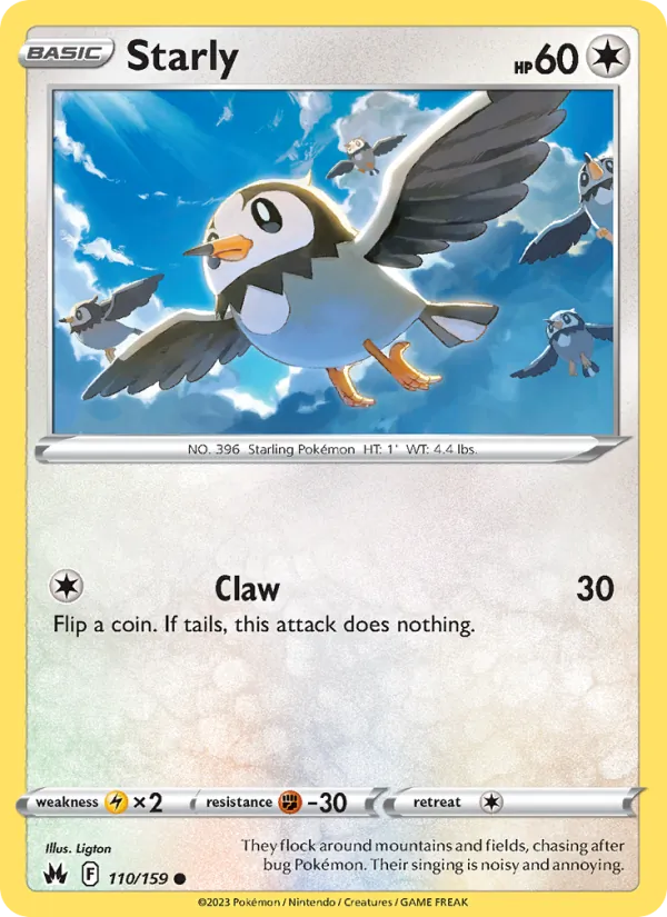 Starly Reverse Holo 110/159 Crown Zenith Pokémon Card