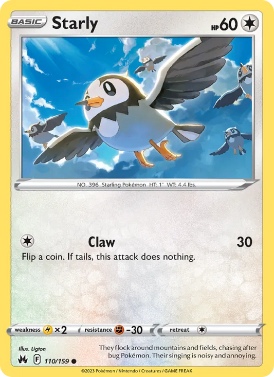 Starly Reverse Holo 110/159 Crown Zenith Pokémon Card