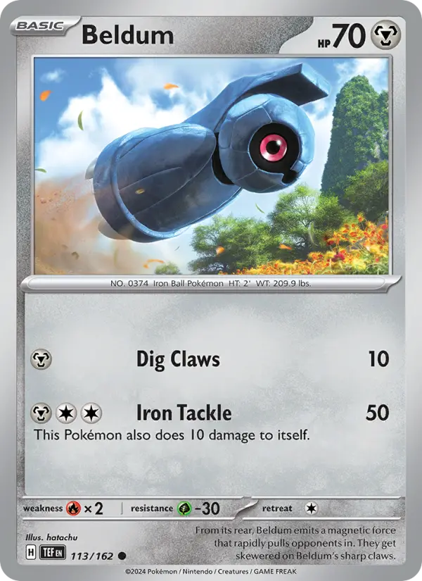 Beldum Reverse Holo 113/162 Temporal Forces Pokémon Card