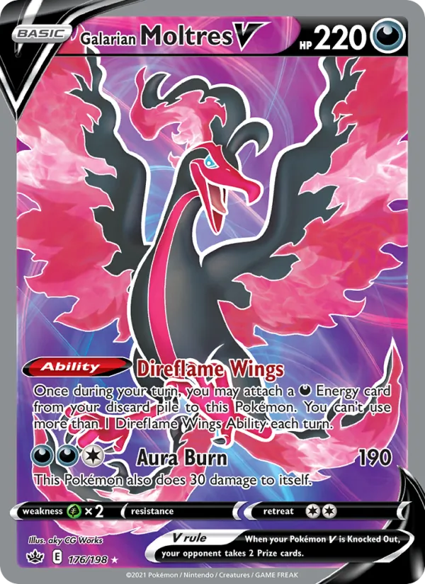 Galarian Moltres V Holo 176/198 Chilling Reign Pokémon Card