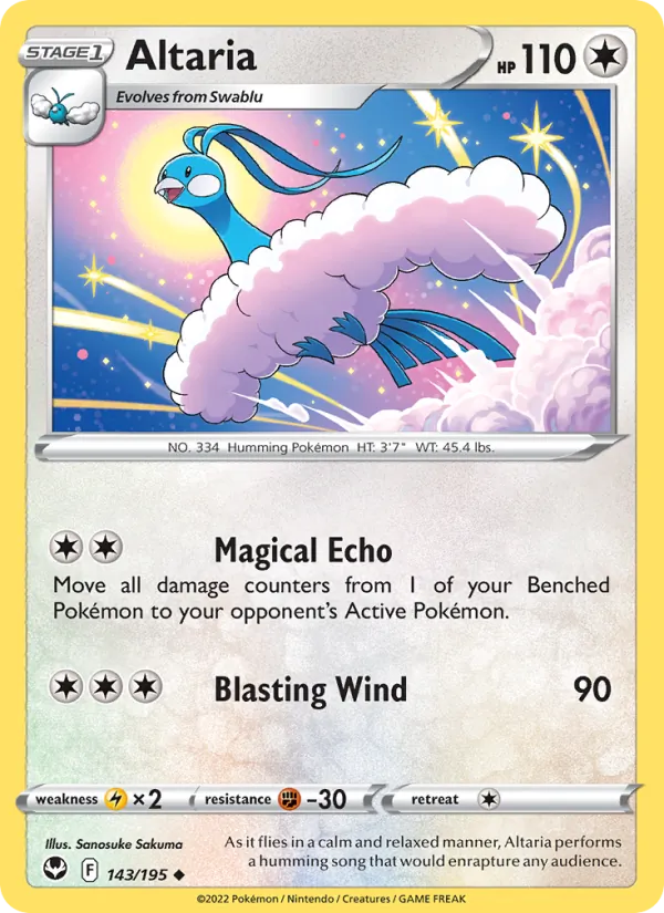 Altaria Reverse Holo 143/195 Silver Tempest Pokémon Card