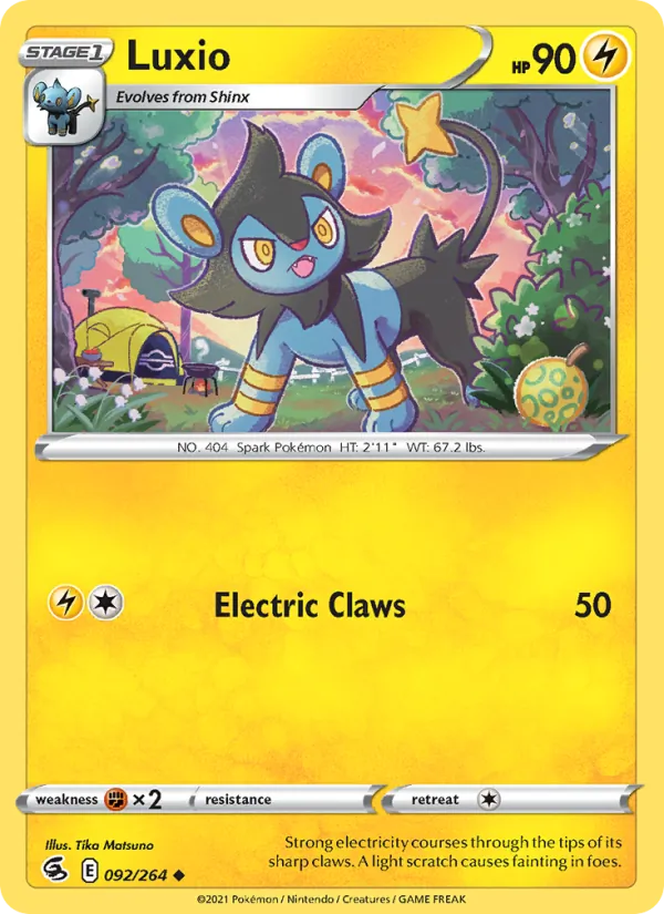 Luxio Reverse Holo 092/264 Fusion Strike Pokémon Card