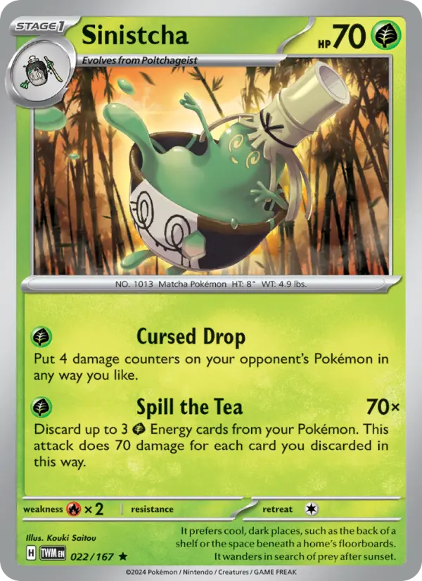 Sinistcha Reverse Holo 022/167 Twilight Masquerade Pokémon Card