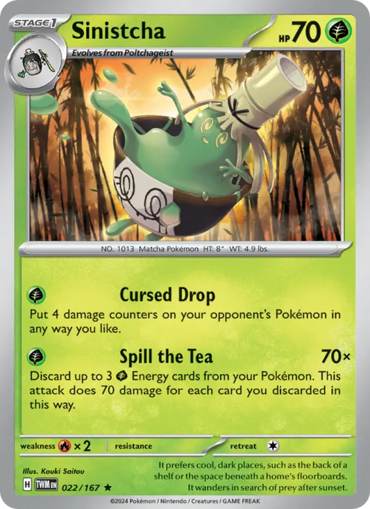 Sinistcha Reverse Holo 022/167 Twilight Masquerade Pokémon Card