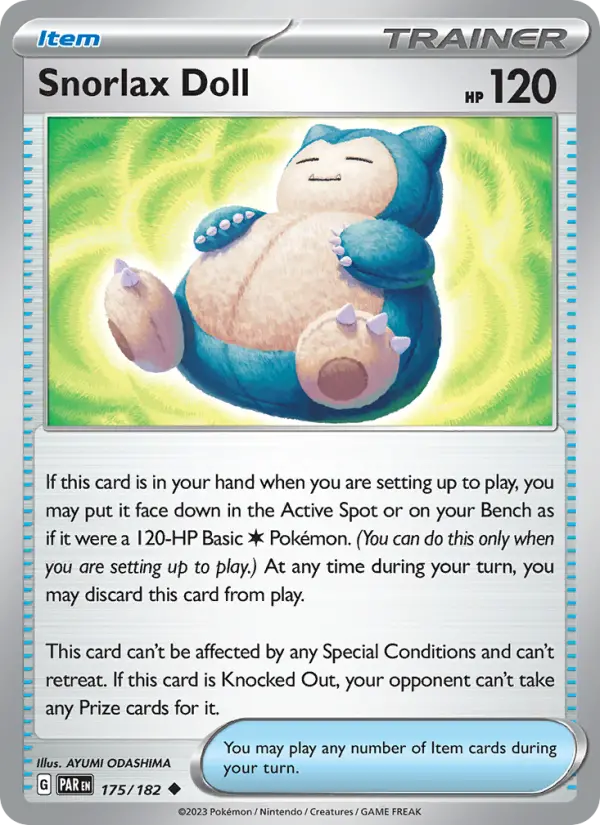 Snorlax Doll Reverse Holo 175/182 Paradox Rift Pokémon Card