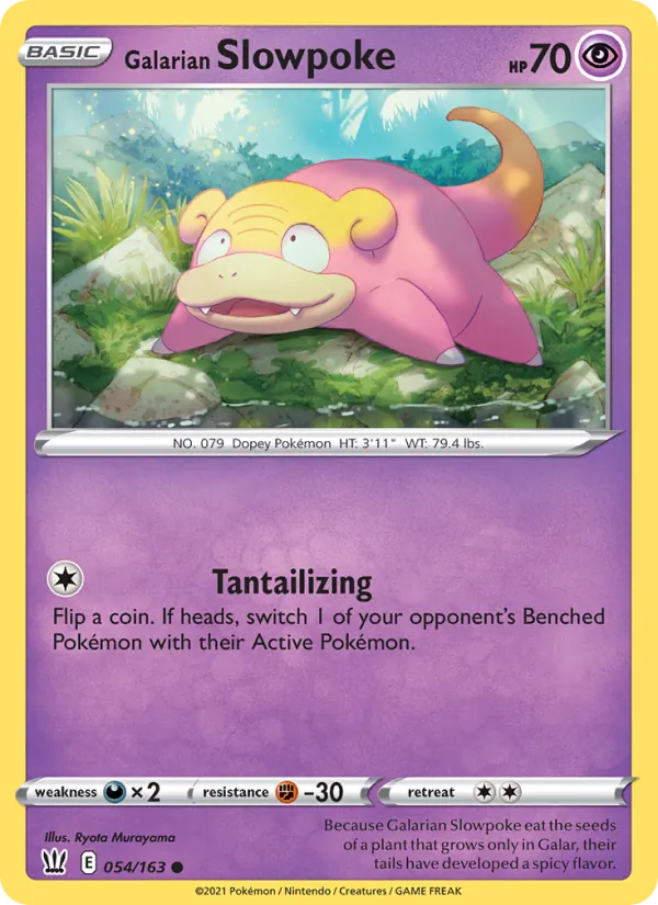 Galarian Slowpoke Reverse Holo 054/163 Battle Styles Pokémon Card