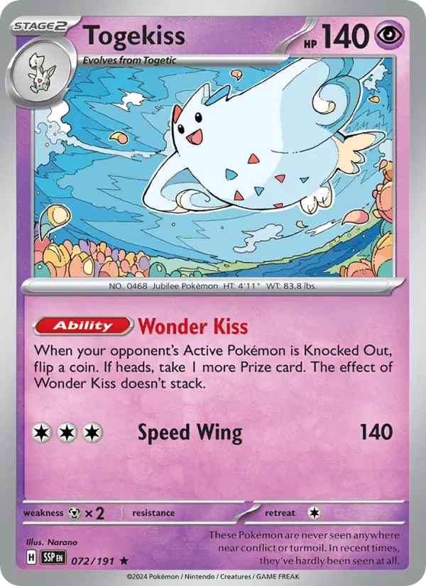 Togekiss Reverse Holo 072/191 Surging Sparks Pokémon Card
