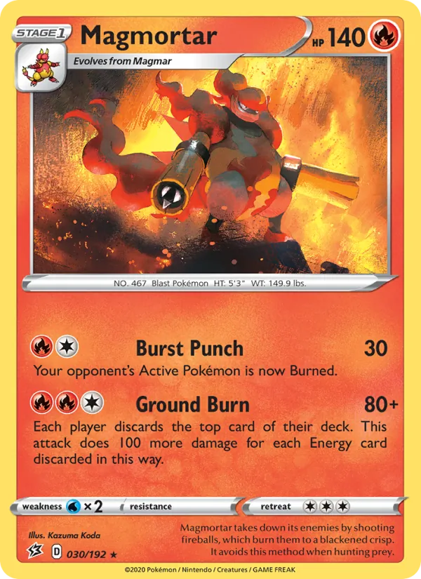 Magmortar Reverse Holo 030/192 Rebel Clash Pokémon Card