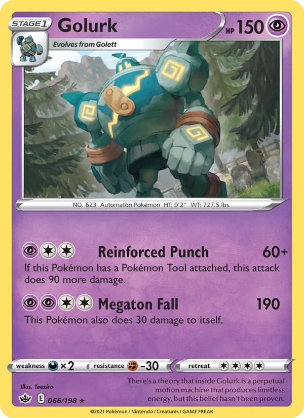 Golurk Reverse Holo 066/198 Chilling Reign Pokémon Card